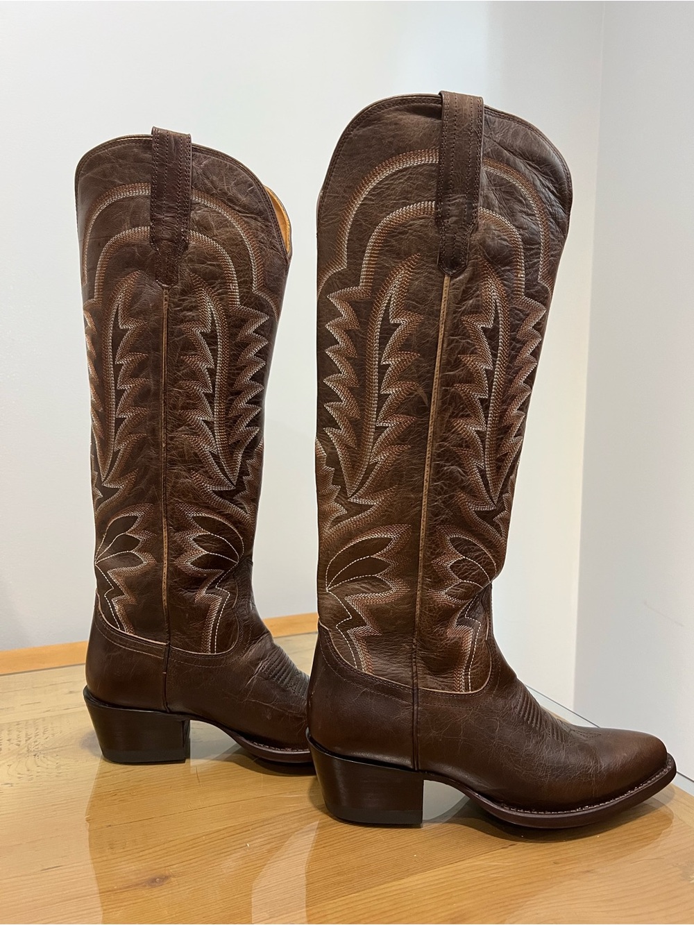 Tecovas Abby Mocha Goat  Western Embroidered Heeled Boots Brown US 7 B